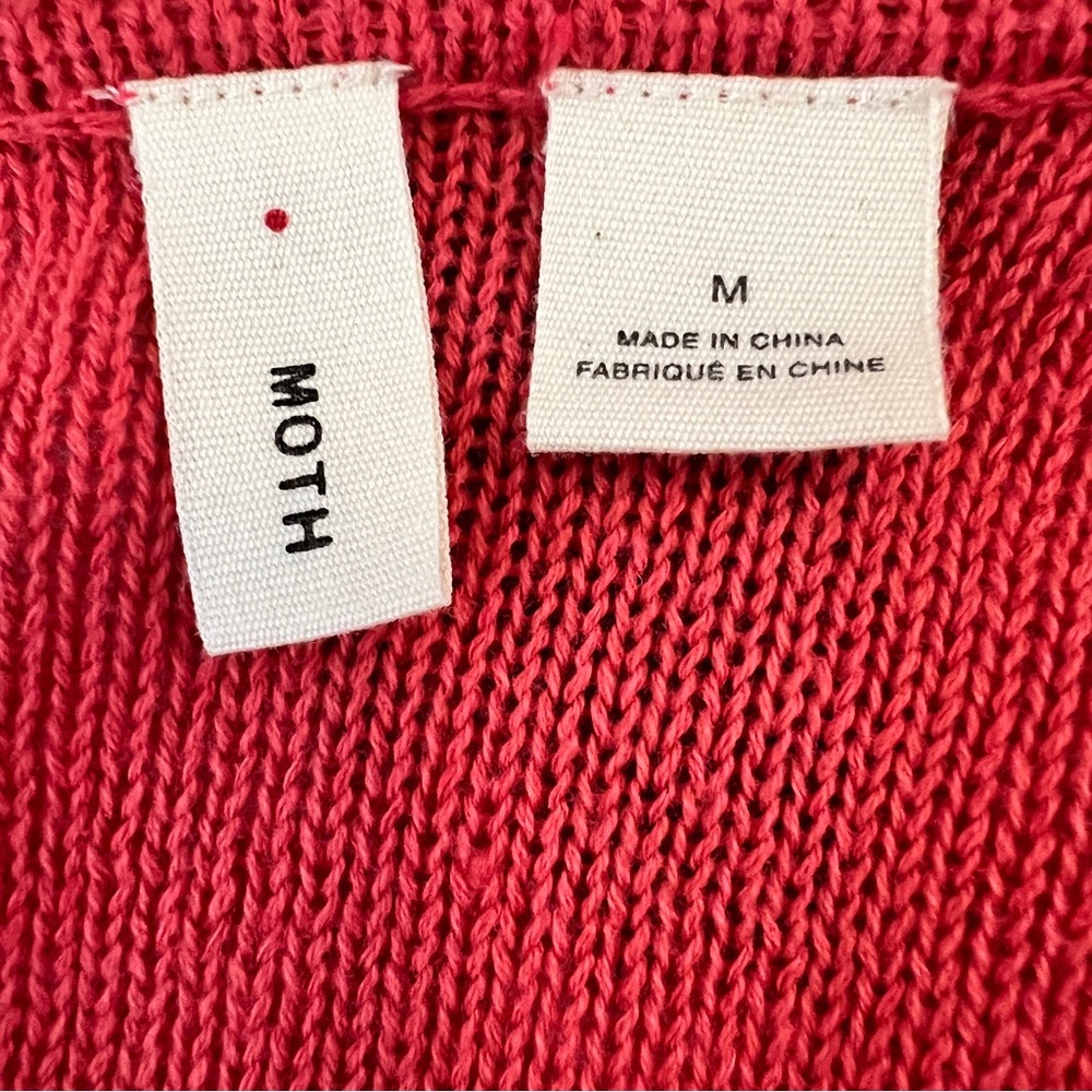 Moth Red Scoop Neck Sweater | Size Medium | Cotton Silk Blend | Anthropologie - Picture 6 of 11